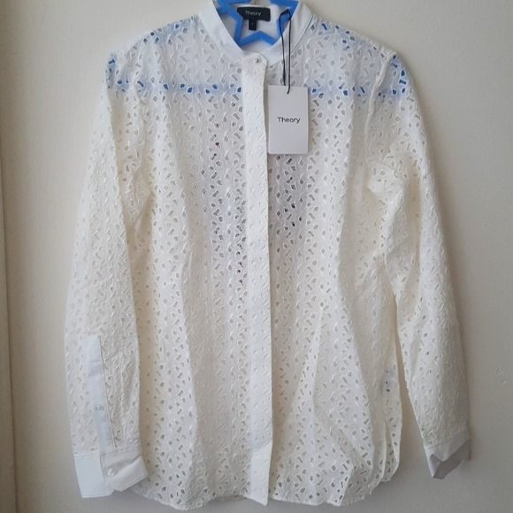 Theory Tops - 🌙HP💫NWT Theory Daisy Eyelet Cotton Silk Shirt